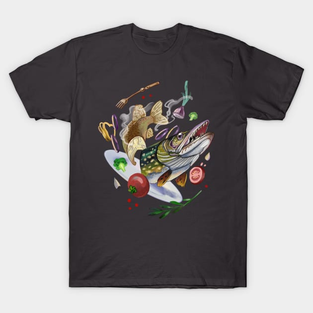 Fishing. Fishing lovers. Pike. Pike recipe. Fish T-Shirt by ManyaArtShop 